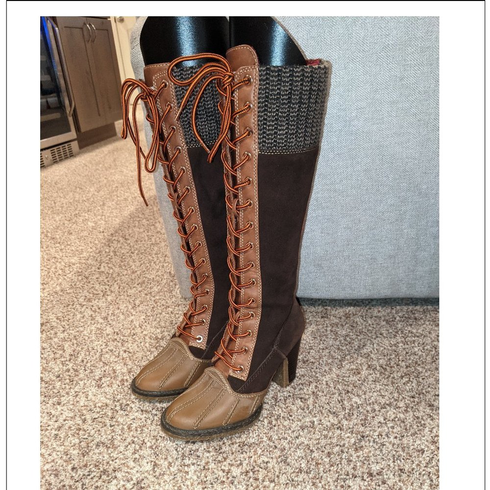 Tommy Hilfiger Tall Suede Lace up Boot - size 6.5